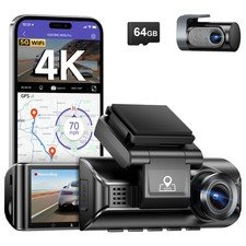 AZDOME 3.19″IPS 4K+1080P Dual Dash Cam 5GWiFi GPS 64GB Night Vision Parking Mode