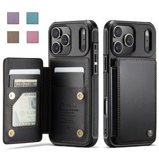 For iPhone 17e 16e 15 14 13 12 Pro Max Kickstand Card Holder Case Wallet Cover