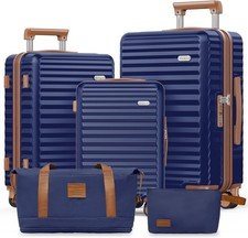 SHOWKOO Luggage Sets 5 Piece Hardside Expandable Suitcase with Double Spinner