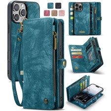 For iPhone 17 16 15 14 13 12 11 Pro Max Leather Detachable Magnetic Wallet Case